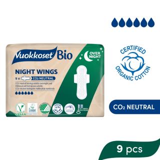 VUOKKOSET BIO Nočné vložky s krídelkami Night Wings (9 ks)