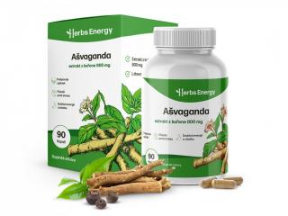 Ashwagandha - extrakt z kořene (90 kapslí na 1,5 měsíce) - Herbs Energy Ashwagandha: Ashwagandha 180 kapsúl na 3 mesiace + Horcik ZDARMA