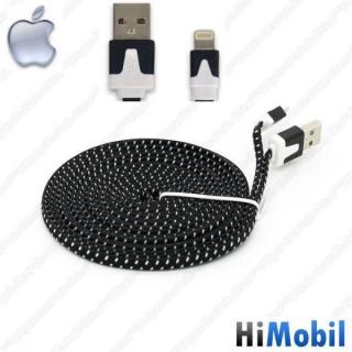 Lightning dátový kábel USB Flat 2m black s konektorom iPhone 5, 5C, 5S, 6, 6 Plus, 6S, 6S Plus, SE, iPad Mini