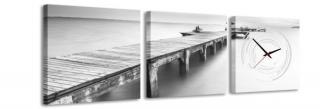 3-dielny obraz s hodinami, Bridge to Nowhere, 30x105cm