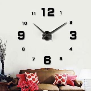 3D Nalepovacie hodiny Clock BIG 3-12 L, čierne 80-130cm