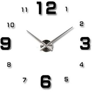 3D Nalepovacie hodiny Clock BIG 3-12 XL, Silver Black 90-130cm