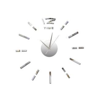 3D Nalepovacie hodiny DIY Clock BIG Time Q70D1, Silver 80-130cm