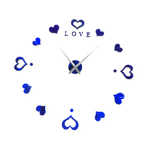 3D Nalepovacie hodiny DIY Clock Love, modré 80-130cm