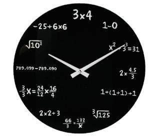 Matematické hodiny sklenené 35cm