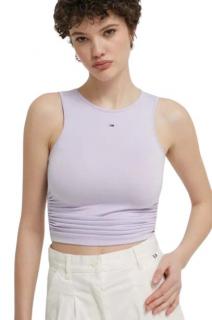 Crop top Tommy Hilfiger jemne fialový