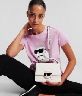 Dámska mini kožená crossbody kabelka Karl Lagerfeld biela