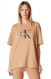 Oversize dámske tričko Calvin Klein v hnedej farbe