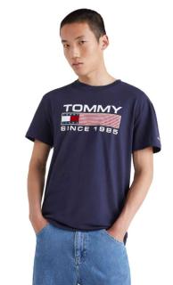 Pánske modré bavlnené tričko TOMMY HILFIGER s krátkym rukávom