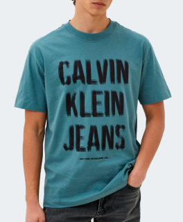 Pánske modré tričko Calvin Klein Jeans s potlačou