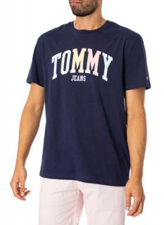 Pánske modré tričko s výraznou potlačou Tommy Jeans