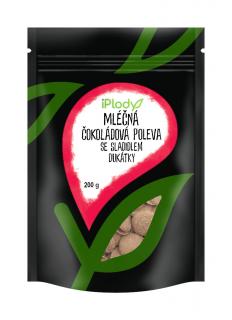 iPlody Low carb čokoládová poleva se sladidlem, mléčná, dukátky 200 g