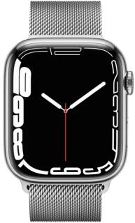 Apple Watch Series 7 / 45 mm / 32 GB / GPS + Cellular / Milánsky tachograf / Strieborná / ZÁNOVNÉ