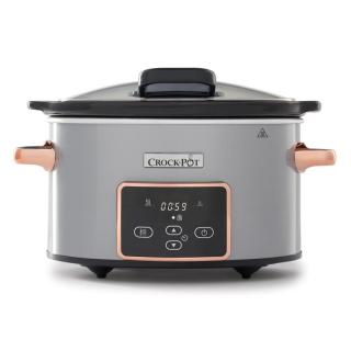 Elektrický pomalý hrniec CrockPot CSC059X / 210 W / 3,5 l / 4 porcie / 2 stupne výkonu / displej / časovač / strieborná/medená/čierna / ROZBALENÉ