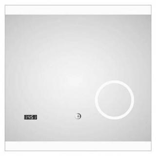 Exkluzívne svetelné zrkadlo LED DSK Silver Shine 2.0 / 60 x 60 cm / dotykový senzor / strieborná