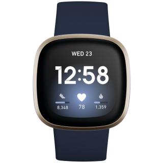 Inteligentné hodinky Fitbit Versa 3 FB511GLNV / 1,58  (4,1 cm) / AMOLED / GPS / Bluetooth 5.0 / NFC / modré/zlaté / ROZBALENÉ