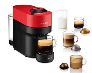 Kapsulový kávovar Krups Nespresso Vertuo Pop XN920510 / pre 4 veľkosti šálok / 1500 W / 0,56 l / červená/čierna / ROZBALENÉ