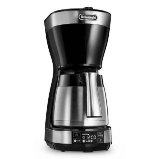 Kávovar na prekapávanú kávu DeLonghi ICM 16731 / 1200 W / 1,25 l / 3 stupne arómy / LCD displej / čierna/strieborná / POŠKODENÝ OBAL