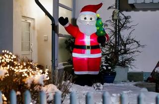 LED nafukovacia vianočná dekorácia Santa Claus / 12 W / výška 245 cm / interiér a exteriér / studená biela