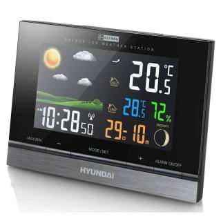 Meteostanica Hyundai WS 2303 / vonkajšia teplota -20 až +50 °C / farebný LCD displej / čierna / ROZBALENÉ