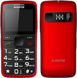 Mobilný telefón Aligator A675 Senior + stojan / 2,2  (5,6 cm) / 900 mAh / 220 × 176 px / TFT displej / Bluetooth / červená / ROZBALENÉ