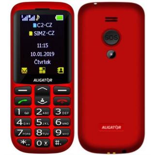 Mobilný telefón Aligator A700 Senior Dual SIM (A700R) / 800 mAh / 240 × 320 px / TFT LCD displej / SOS tlačidlo / 2,4  (6,1 cm) / červená / ROZBALENÉ