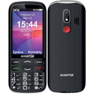 Mobilný telefón Aligator A830 Senior + stojan / DUAL SIM / 2 Mpx fotoaparát / 3,5  (8,9 cm) / 320 × 480 px / TFT displej / GPS / čierny / ROZBALENÉ