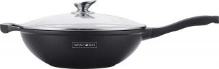 Mramorová panvica Wok s vekom Royalty Line RL-BW32M s priemerom 32 cm