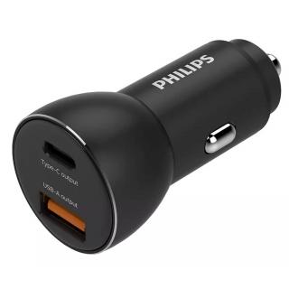 Nabíjačka do auta Philips DLP2521/03 / výstup USB-A a USB-C / 36 W / DC 12-24 V / čierna / POŠKODENÝ OBAL