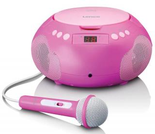 Prenosné rádio Lenco SCD-620PK / CD prehrávač / mikrofón / karaoke / ružová / ROZBALENÉ