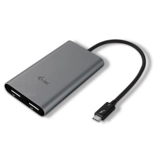 Redukcia i-tec Thunderbolt 3/2x DisplayPort 4K / TB3DUAL4KDP / sivá / POŠKODENÝ OBAL