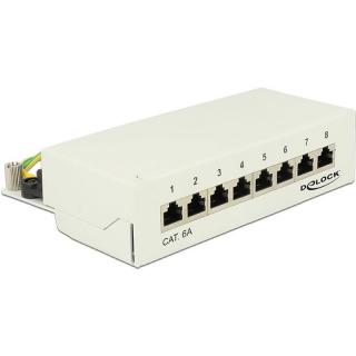 Rozvádzač Delock Patch Panel pre montáž na stenu RJ-45 X 8 / svetlosivá RAL 7035