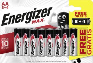 Tužkové batérie AA Energizer Max LR6 / 12 ks (8 + 4 zdarma) / 1,5 V / alkalické mangánové