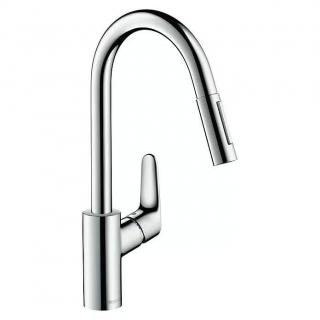 Umývadlová batéria s výsuvnou sprchou Hansgrohe Focus M41 / 10 l/min. / keramická kartuša / rozsah otáčania 150° / mosadz / chróm / ZÁNOVNÉ