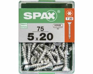 Univerzálna skrutka SPAX / so zápustnou hlavou / oceľ / T20 / 75 ks / 5 x 20 mm / strieborná