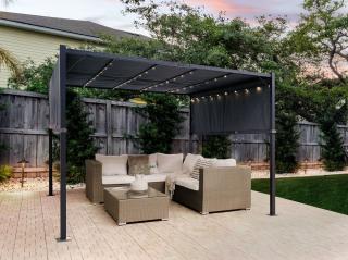 Záhradná pergola s LED solárnym osvetlením BestBerg BBGG-50 / 300 x 300 x 215 cm / sivá