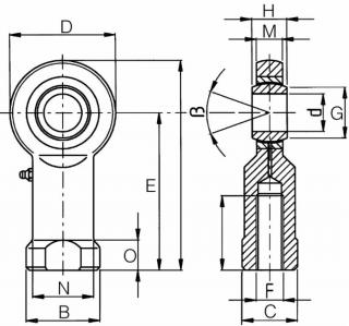 KONCOVKA SO ZÁVITOM A124 B42 C36 D25 d60 E94 FM24x2 G29,5 H31 L48 M22 N33,5 O12mm