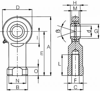 KONCOVKA SO ZÁVITOM A126 B42 C36 D64 d25 E94 FM24x2 G29,3 H20 I32 L48 M17 N33,5 O12mm