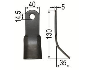 NÔŽ MULČOVAČA H40 L130 40x5 d14,5 (KVERNELAND-MALETTI ORG. 6200080)