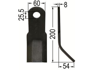 NÔŽ MULČOVAČA H60 L203 60x8 d25,5 (SOVEMA,AGRICOM, ORSI, SICMA ORG 00023057)