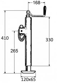 OPORNÁ NOHA PRÍVESU D57 ZDVIH 250mm 1300kg A375 B265 C168mm