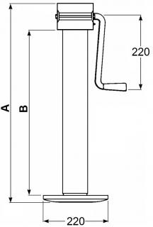 OPORNÁ NOHA PRÍVESU PROFIL 70x70 ZDVIH 330mm 2200kg A620 B500mm (01083)