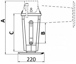 OPORNÉ KOLESO VLEČKY PROFIL 70x70 ZDVIH 170mm 6000kg A460 B220 C125mm