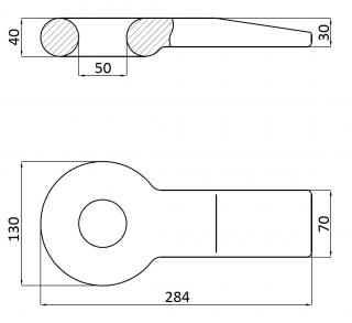 ŤAŽNÉ OKO A50 B130 C70 D30 L280mm