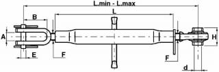 TIAHLO ZDVÍHACIEHO RAMENA NA TRAKTOR d22,1 A24 B72 E16,0 F24x3 H35 L340 L MIN/MAX490/700