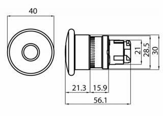 TLAČIDLO D22mm IP66 ČERVENÁ