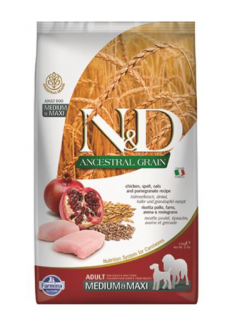 Farmina N&amp;D Dog AG Adult Medium &amp; Maxi, Chicken, spelt, oats &amp; pomegranate 2,5kg