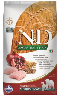 Farmina N&amp;D Dog AG Senior Medium &amp; Maxi, Chicken, spelt, oats &amp; pomegranate 2,5kg