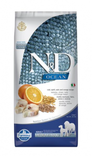 Farmina N&amp;D Dog OCEAN (AG) Adult Medium &amp; Maxi, Codfish, spelt, oats &amp; orange 12kg