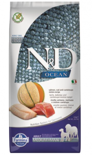 Farmina N&amp;D Dog OCEAN (GF) Adult Medium &amp; Maxi, Salmon, cod &amp; cantaloupe melon 12kg